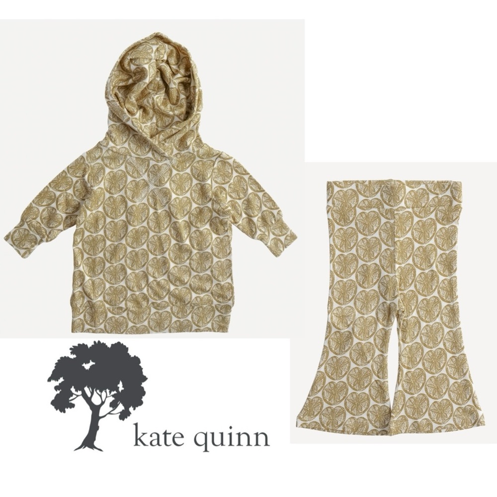 Kate Quinn Essential Skinny Hoodie and Flare Leg Pant Set - Sand Dollar, Size 3T
